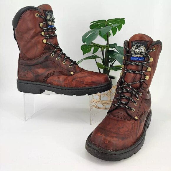 Georgia Men's Eagle Light Russet  Brown Leather Work Boots Size 12M US - Picture 1 of 15